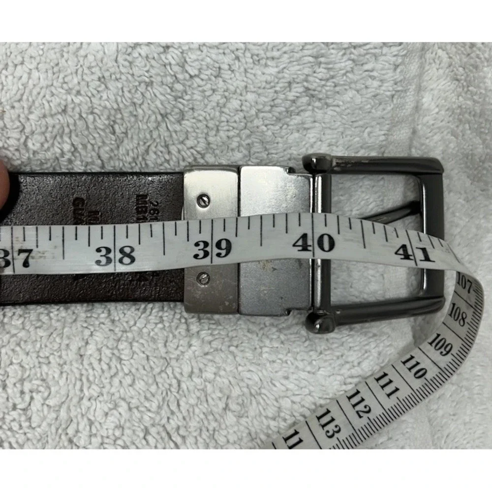 Fossil Mens Size 34 Brown Black Reversible Leather Adjustable Belt